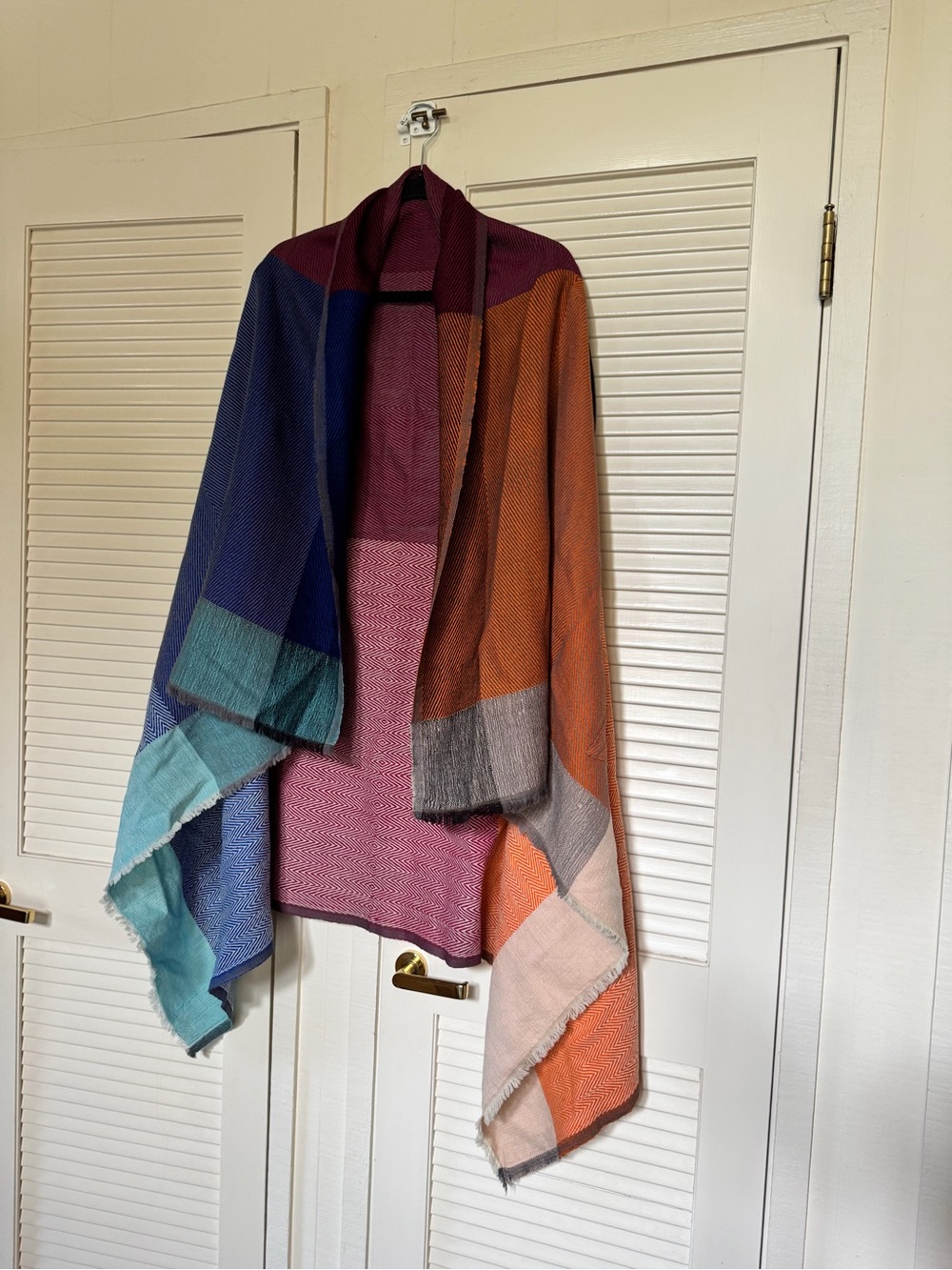 Julahas DARIA Cape Ganges Wool Poncho Cape Standard Colorblock Handmade